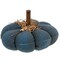 Blue Fabric Mossy Plush Pumpkin with Ribbed Detailing and Stick Stem